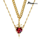 Amor Flamejante™ Colar Espada e Coração