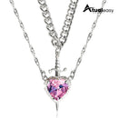 Amor Flamejante™ Colar Espada e Coração