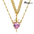 Amor Flamejante™ Colar Espada e Coração