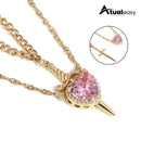 Amor Flamejante™ Colar Espada e Coração