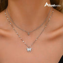 Colar Borboleta Prata Dupla Camada – Elegância e Delicadeza