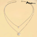 Colar Borboleta Prata Dupla Camada – Elegância e Delicadeza