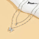 Colar Borboleta Prata Dupla Camada – Elegância e Delicadeza