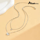 Colar Borboleta Prata Dupla Camada – Elegância e Delicadeza